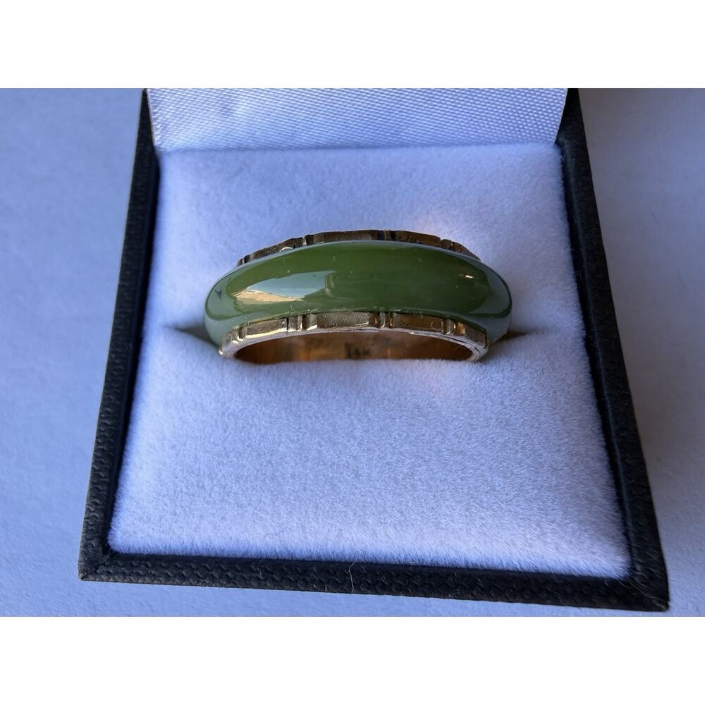 14k Solid Yellow Gold Eternity Jade Band 9.25 New Never Worn
